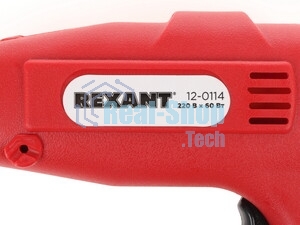 Пистолет клеевой Rexant, 60 Вт, Ø11 мм, ПРОЗРАЧНЫЙ корпус, с кнопкой, блистер