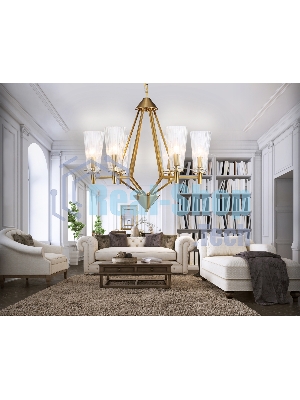 Светильник Ambrella light TR3231/6 BS/FR латунь/белый матовый E14*6 max 40W D610*585