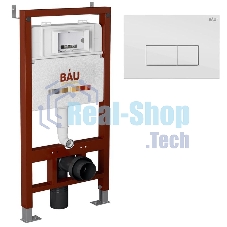 Инсталляция BAU PRO для подвесного унитаза, клавиша смыва BAU Hotel для инсталляции, белый глянец
