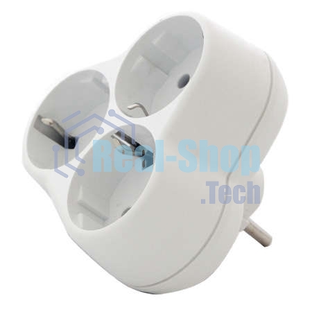 Тройник с заземл. круглый 16А 250В (еврослот) бел. UNIVersal АК303