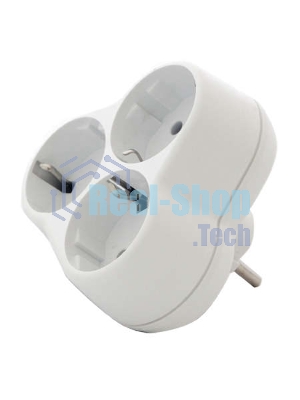 Тройник с заземл. круглый 16А 250В (еврослот) бел. UNIVersal АК303