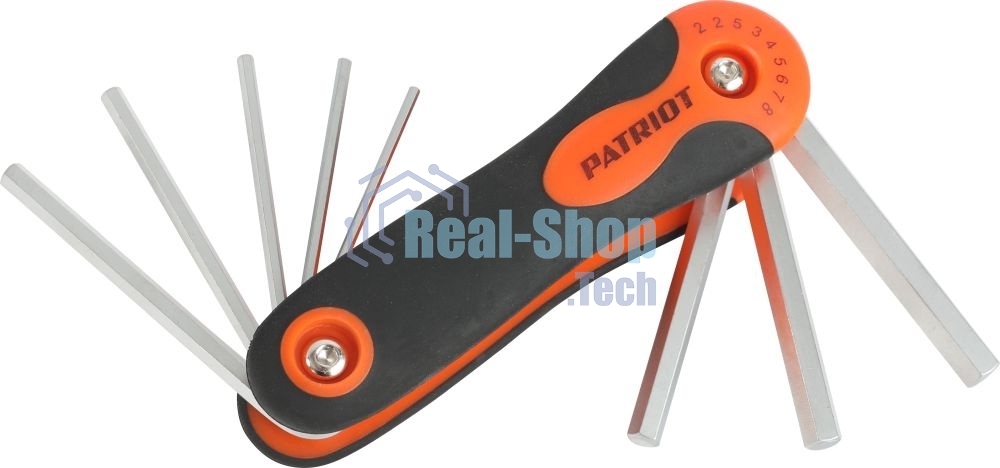 Набор ключей PATRIOT SKH-8F, шестигранные складные, 2-2.5-3-4-5-6-7-8мм, CRV, 8-в-1