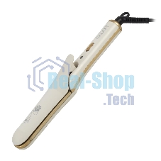 Щипцы для волос с насадкой гофре Galaxy GL 4502, бежевый, 40 Вт, макс. темп. 200°C, нагрев. элемент с защитой от перегр., керам. покрытие пластин, гладкие пластины для выпрям. волос и пласт. 