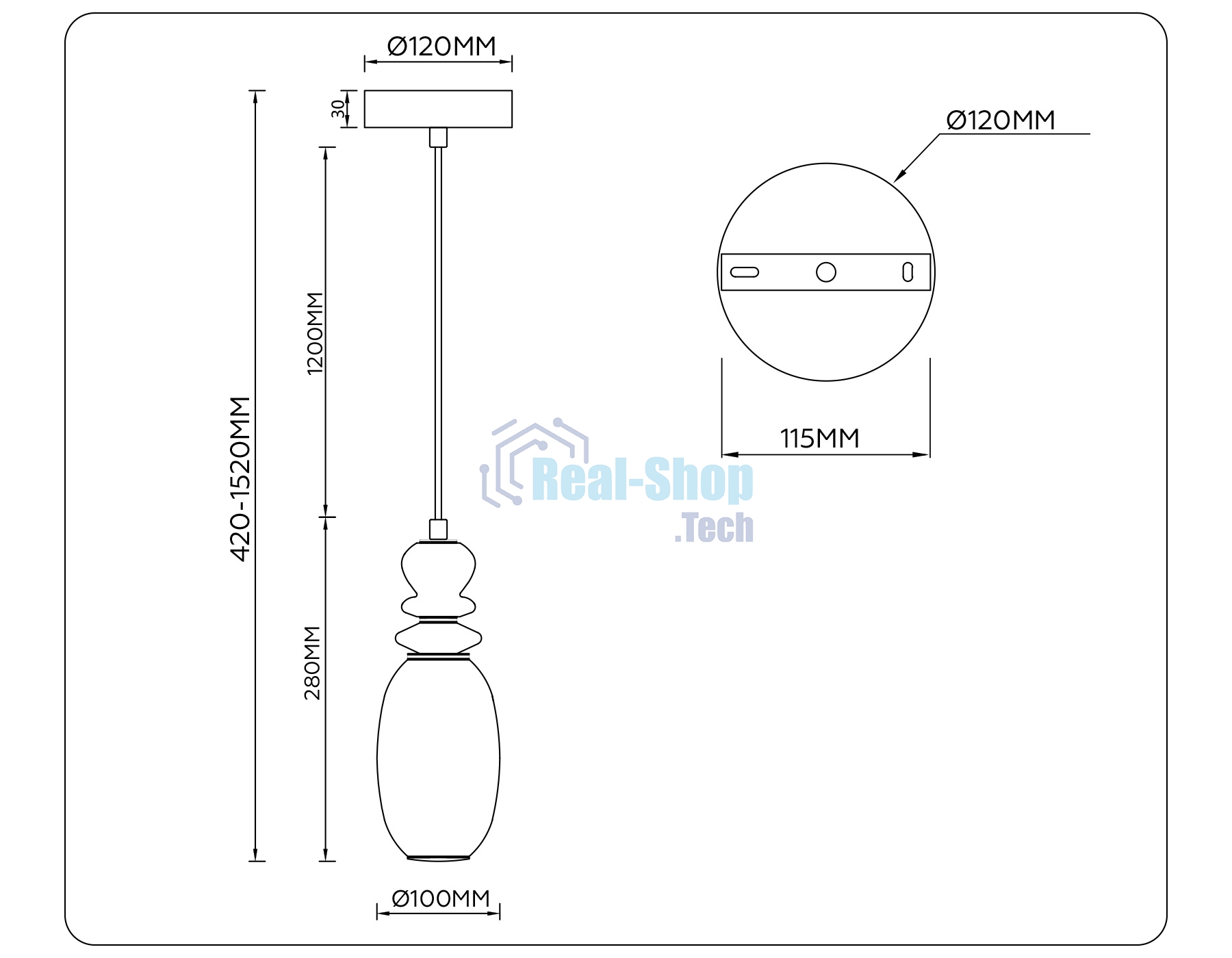 Светильник Ambrella light LH53141 BK/WH черный/белый 6W 3000K D120*1520