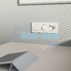 Розетка с заземлением, шторками и USB тип A+C (айвори матовый)