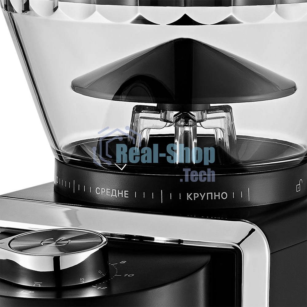 Кофемолка Kitfort КТ-787 200Вт сист.помол.:жернова вместим.:250гр черный/серебристый