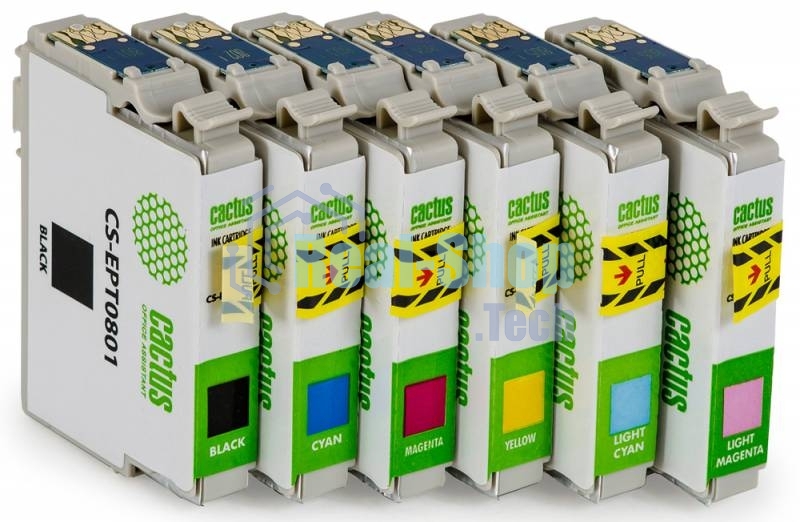 Картридж струйный Cactus CS-EPT0807 черный/желтый/голубой/пурпурный/светло-голубой/светло-пурпурный (68.4 мл) для Epson Stylus Photo P50