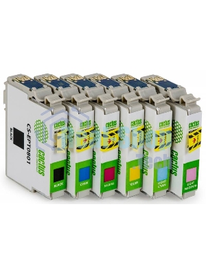 Картридж струйный Cactus CS-EPT0807 черный/желтый/голубой/пурпурный/светло-голубой/светло-пурпурный (68.4 мл) для Epson Stylus Photo P50