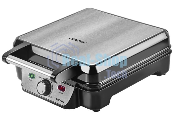 Вафельница Centek CT-1453 1100Вт Вафли- венские х4, 240х240мм, антипригарное покрытие, нерж сталь