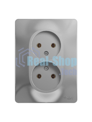 Розетка 2-м СП Glossa 16А IP20 без заземл. в сборе алюм. SchE GSL000320
