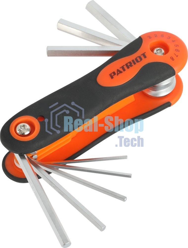 Набор ключей PATRIOT SKH-8F, шестигранные складные, 2-2.5-3-4-5-6-7-8мм, CRV, 8-в-1