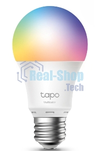 Умная многоцветная Wi‑Fi лампа Tapo Smart WiFi Bulb, A60 size，E27 base, 9.5W, 16 million colors, 2000k-6500k tunable white, 800 lumens brightness and diммable, 802.11b/g/n 2.4G WiFi connection, work with 200-240 V, 50/60 Hz power voltage and frequency, wo