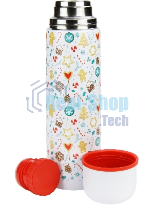 Термос Starwind New Year 11-1000 1 л. белый/рисунок
