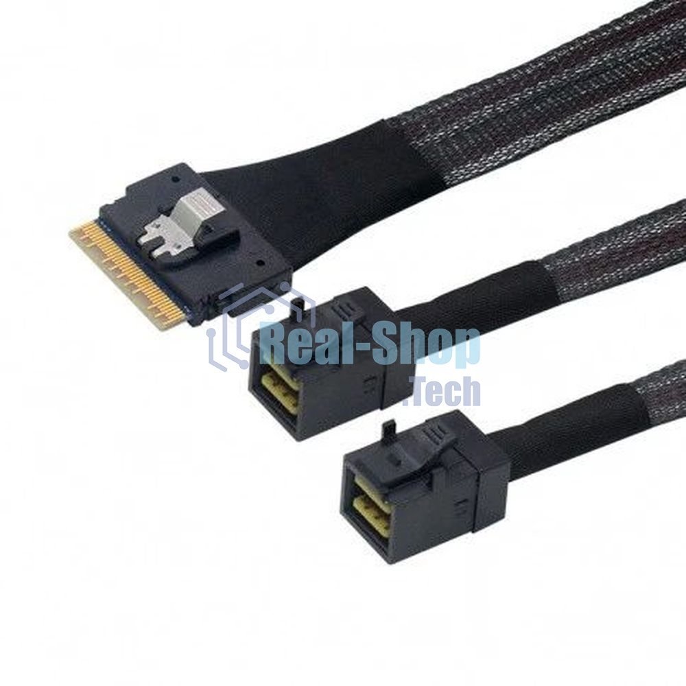 Кабель LR-Link SlimSAS x8 to 2 x miniSAS HD (SFF-8654 x8 - 2 x SFF-8643) Cable, 800мм