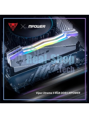 Оперативная память Patriot Viper Xtreme 5, DDR5, 32Gb (2x16GB), 6000MHz, CL30, DIMM, с радиаторами, RGb, серебристый