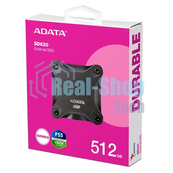 Внешний SSD ADATA SD620, 512 Gb, USB 3.2 Gen 2 Type-A, R/W 520/460, черный