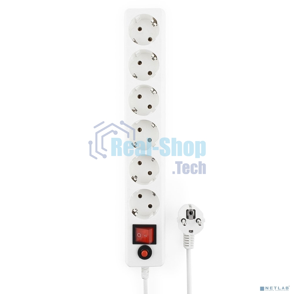 Сетевой фильтр Гарнизон ECL-6-W-3, 6 р, 10А, 3 м, ур.защиты 4, белый, пакет