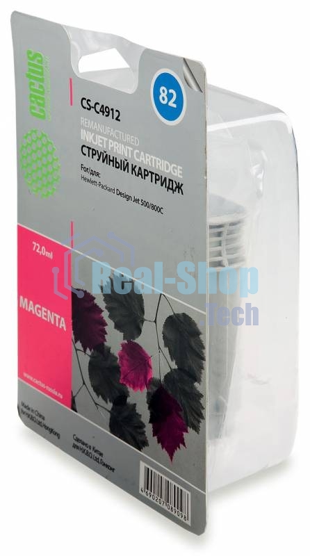 Картридж струйный Cactus CS-C4912 №82 пурпурный (72 мл) для HP Design Jet 500/800C
