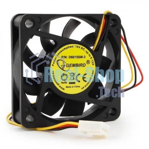 Вентилятор для корпуса Gembird D6015SM-3 черный, 60 мм, 4000 об/мин, 25 дБ, 3 pin