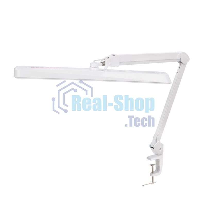 Лампа настольная бестеневая на струбцине Rexant ECO light, 324 SMD LED с диммером, теплый/холодный цвет свечения, белая