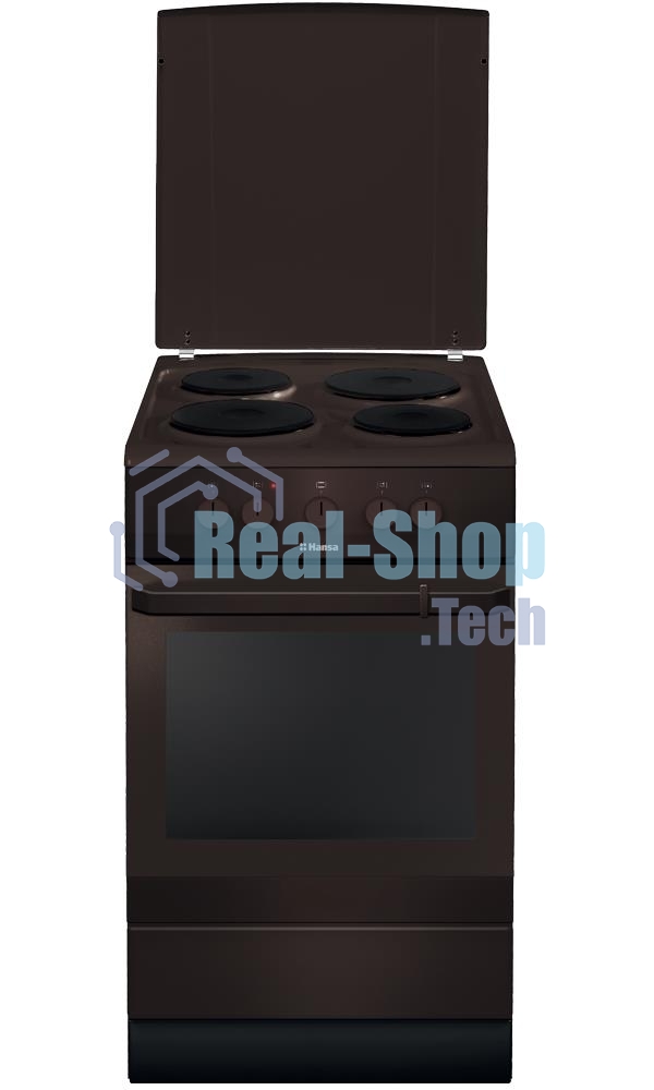 Плита электрическая Hansa FCEB53000 коричневый, конфорок 4 шт, духовка 69 л, 50 см x 85 см x 60 см