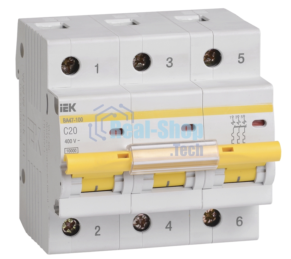 Выключатель автоматический ВА47-100 3Р 20А 10кА х-ка C MVA40-3-020-C IEK