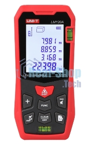 Лазерный дальномер UNI-T LM120A Диапазон расстояний (120 м); Тип дисплея (ЖК); Единицы измерения (м/фут/дюйм); Основа измерения (спереди/сзади);