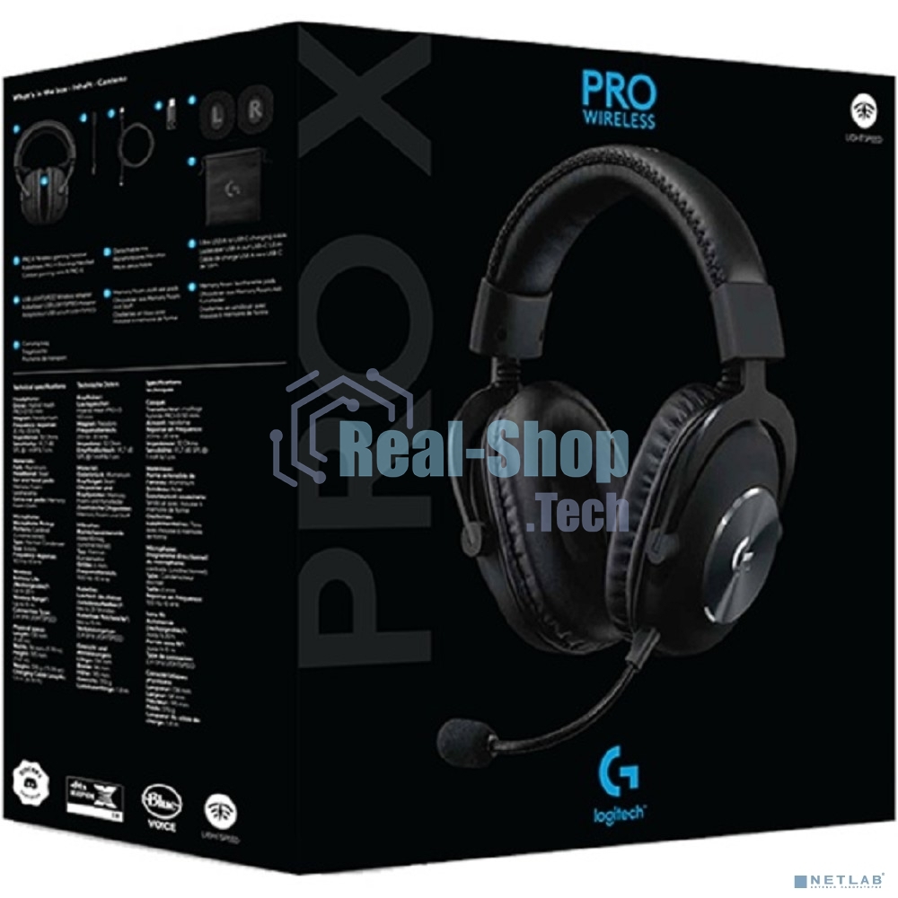 Гарнитура беспроводная/проводная Logitech Headset PRO X LIGHTSPEED Wireless Gaming черный