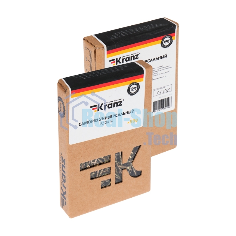Саморез универсальный Kranz 3х16, желтый цинк, упаковка поставщика (32 000 шт.)