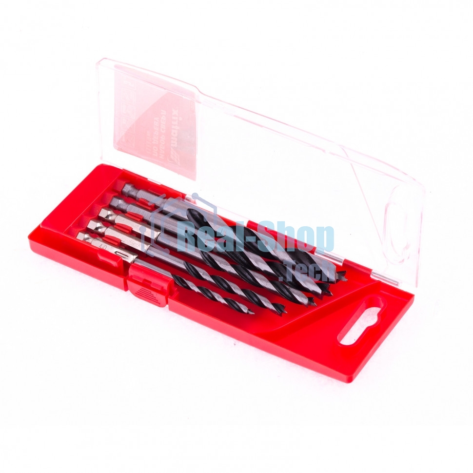 Набор сверл Matrix по дереву, 4-5-6-8-10 мм 5шт шестигран, хвостовик, пластиковый