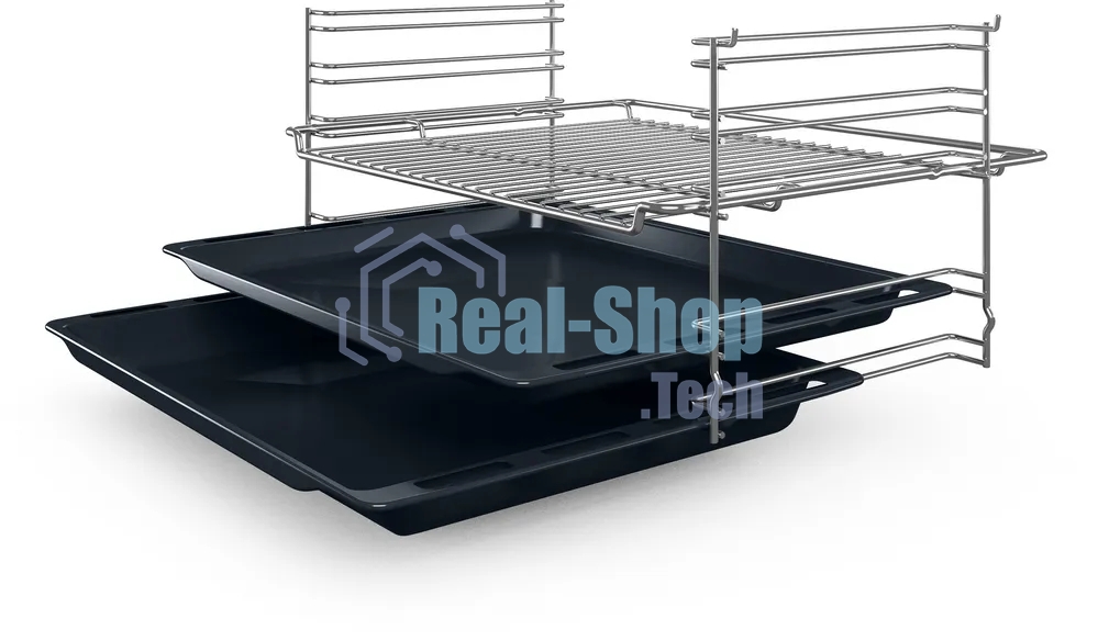 Духовой шкаф Bosch HBF512BS1T Serie 2, нержавеющая сталь, класс энергоэффективности А, 7 режимов, 3-х слойное остекление, LED-дисплей, утапливаемые переключатели, галогенное освещение, проволочные направляющие, сделано в Турции,