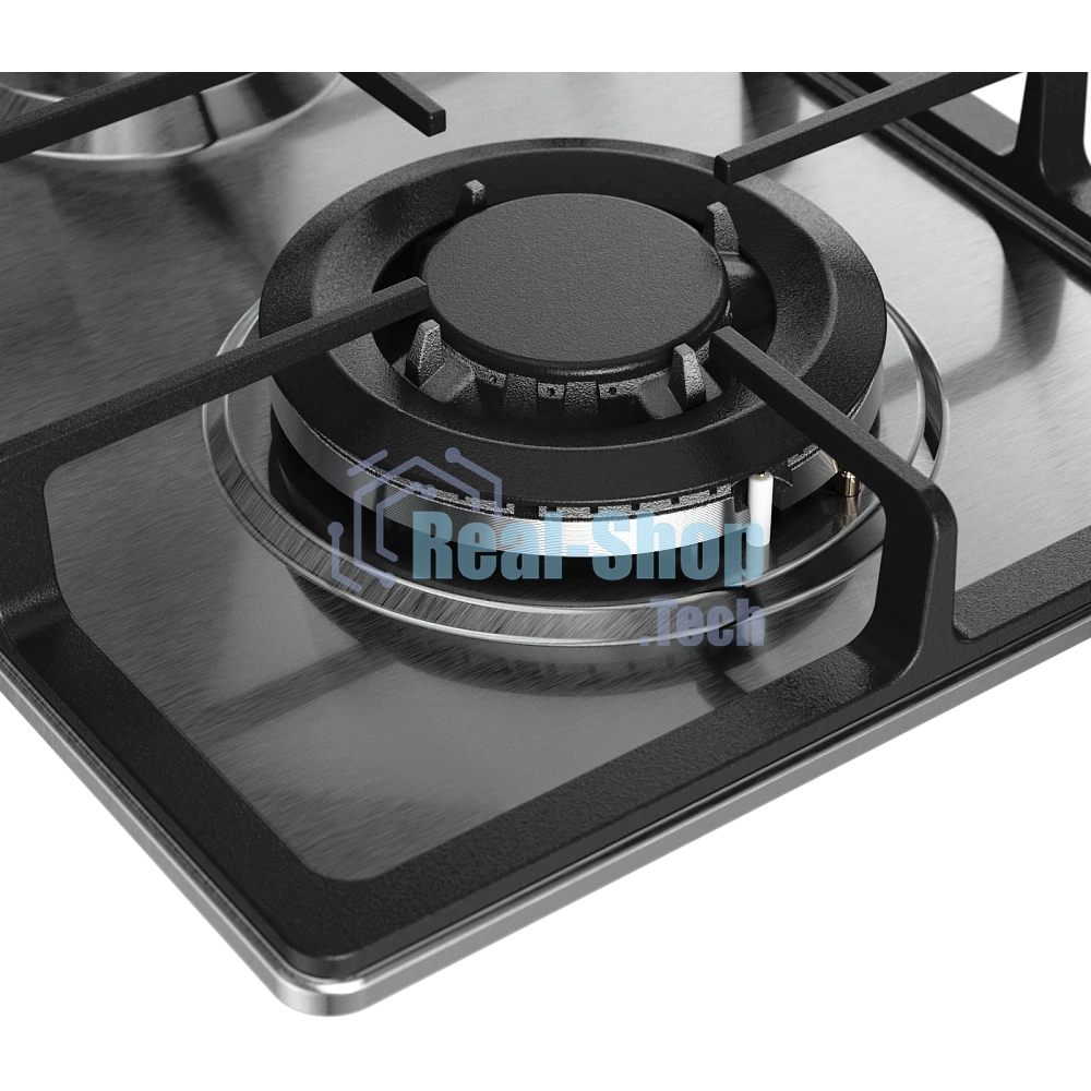 Варочная поверхность MONSHER MSG 33 Acier, газ, High-Tech, 29 см, автоматический электроподжиг, газ-контроль, форсунки под сжиженый газ, SABAF конфорки, чугунные решетки, нержавеющая сталь