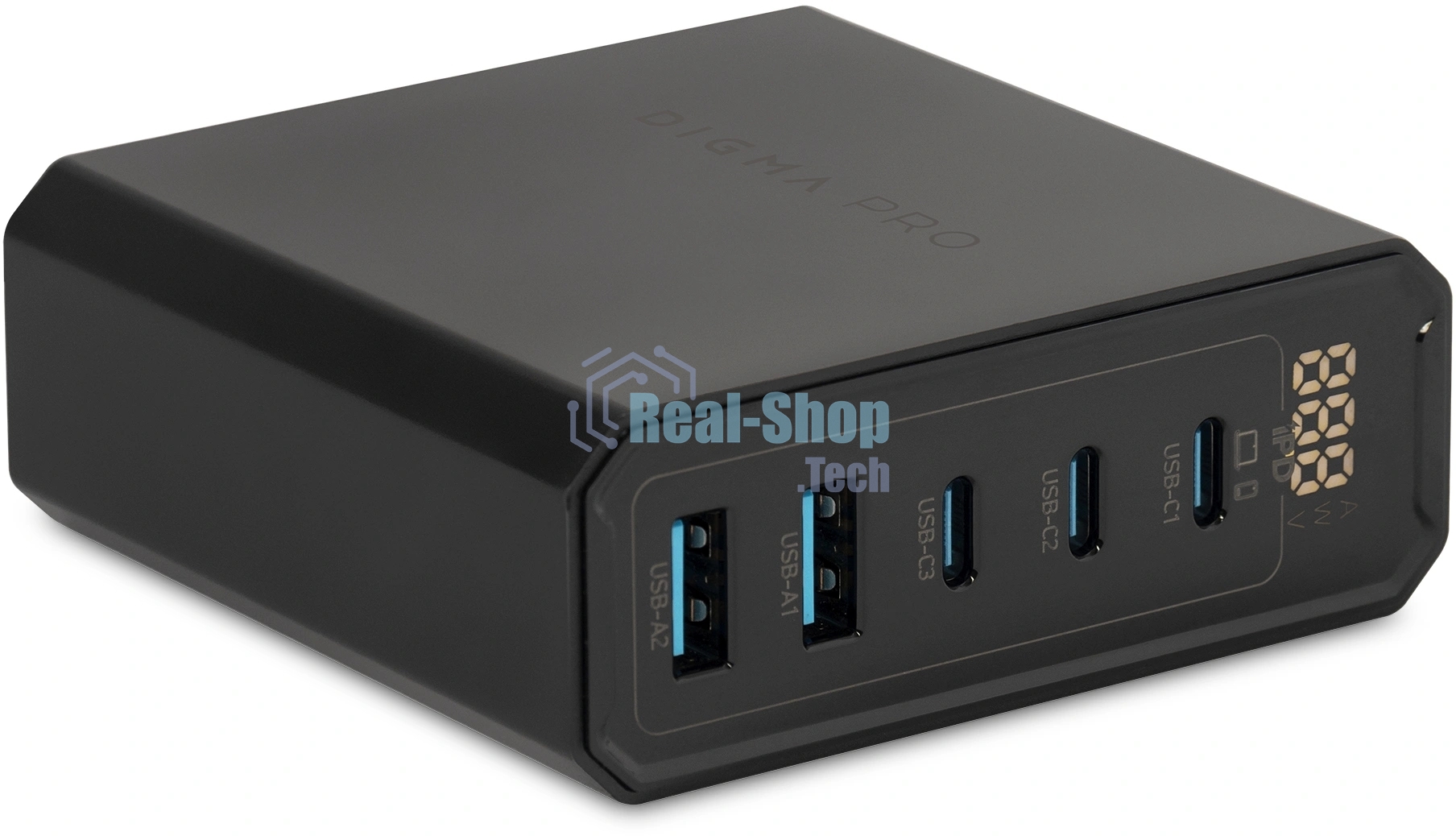Настольное зарядное устройство Digma Pro DPW10A 140W 5A (PD+QC) 3хUSB-C/2xUSB-A универсальное черный (DPW1A4G024BK)