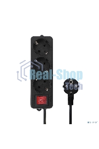 Удлинитель Гарнизон EL-NB-G3-B-3 3р 10А 3 м с выключателем и заземлением, черный