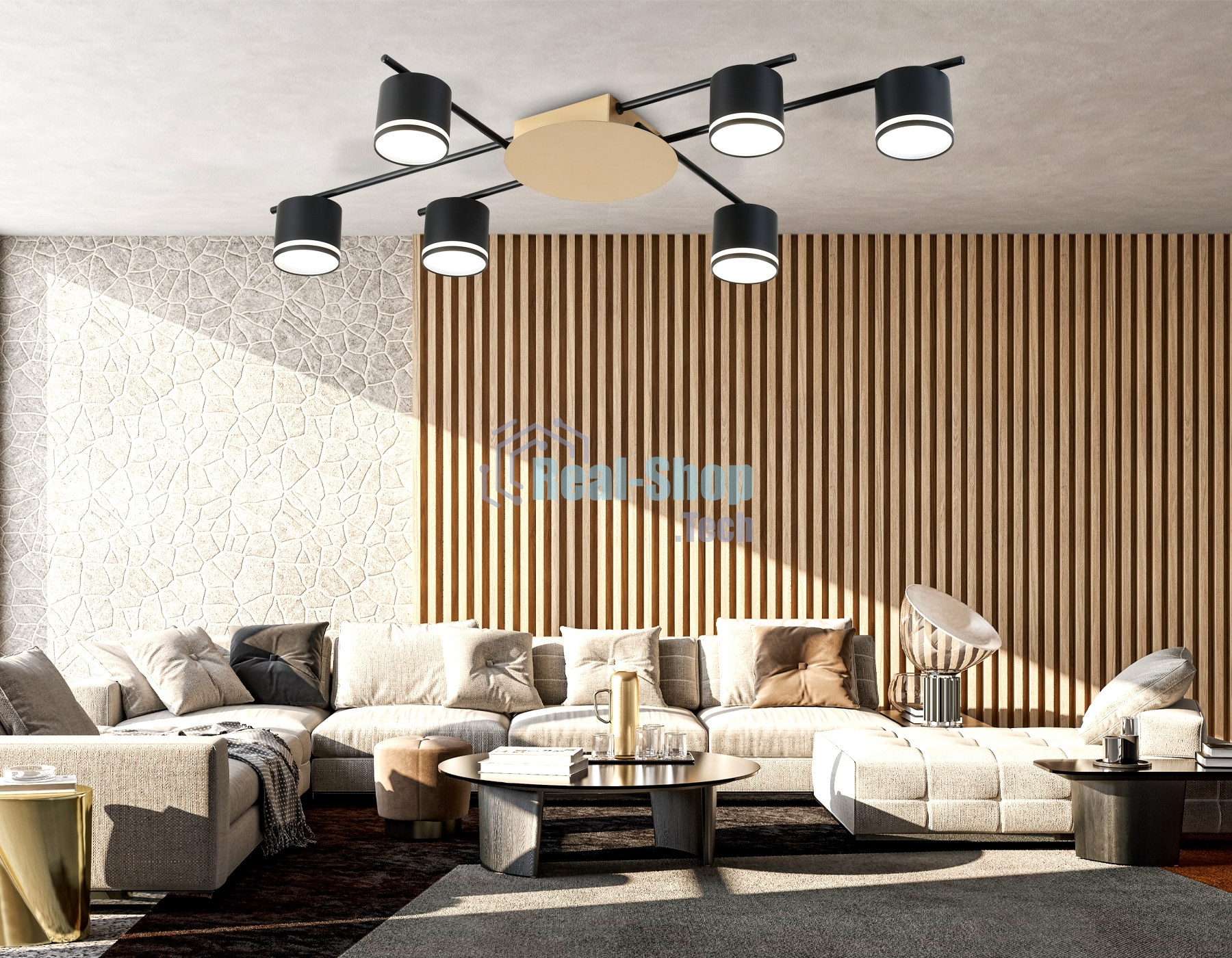 Потолочный светильник Ambrella light FL51756/6 BK/GD черный/золото GX53/6 max 12W 870*570*110