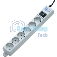 Сетевой фильтр ZIS Pilot S 5 розеток с заземляющим контактом+1 без заземления, шнур 1.8м