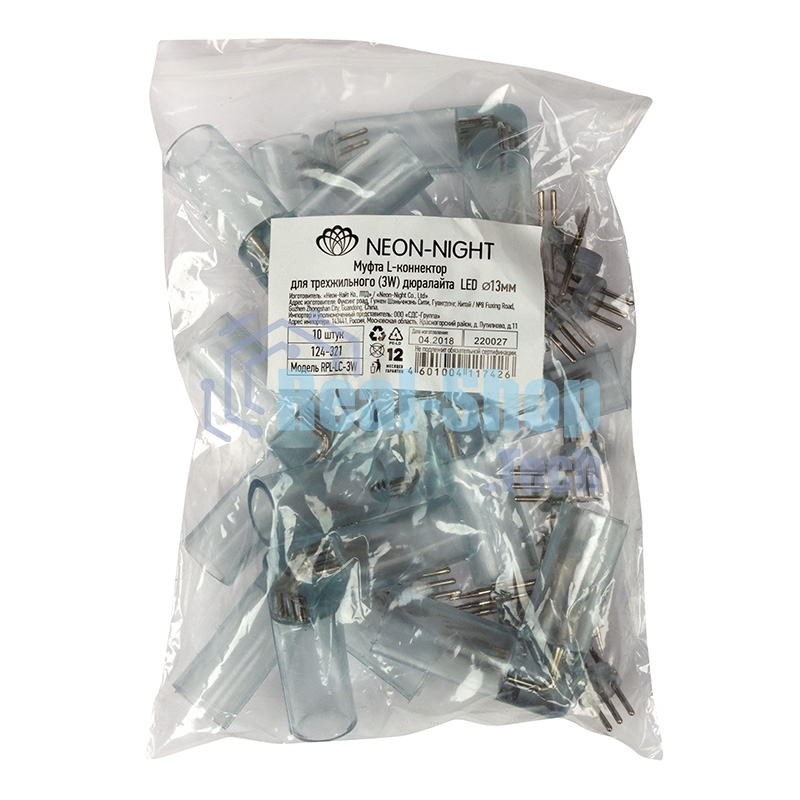 Коннектор L для трехжильного дюралайта Neon-night ∅13мм (цена за 1 шт.)