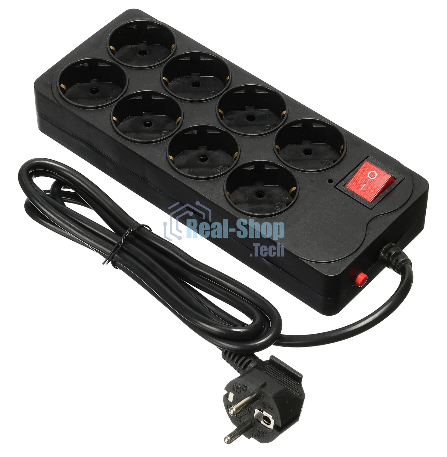 Сетевой фильтр Buro 800SH-1.8-B 1.8 м (8 розеток) черный (коробка)