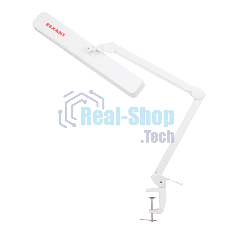 Лампа настольная бестеневая на струбцине Rexant ECO light, 324 SMD LED с диммером, теплый/холодный цвет свечения, белая