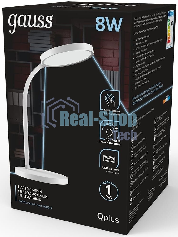 Светильник Gauss GT5031 настольный на подставке белый 8Вт