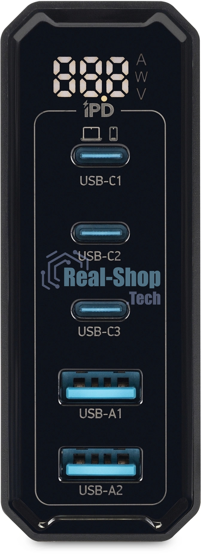 Настольное зарядное устройство Digma Pro DPW10A 140W 5A (PD+QC) 3хUSB-C/2xUSB-A универсальное черный (DPW1A4G024BK)