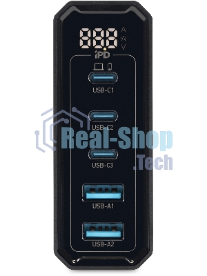 Настольное зарядное устройство Digma Pro DPW10A 140W 5A (PD+QC) 3хUSB-C/2xUSB-A универсальное черный (DPW1A4G024BK)