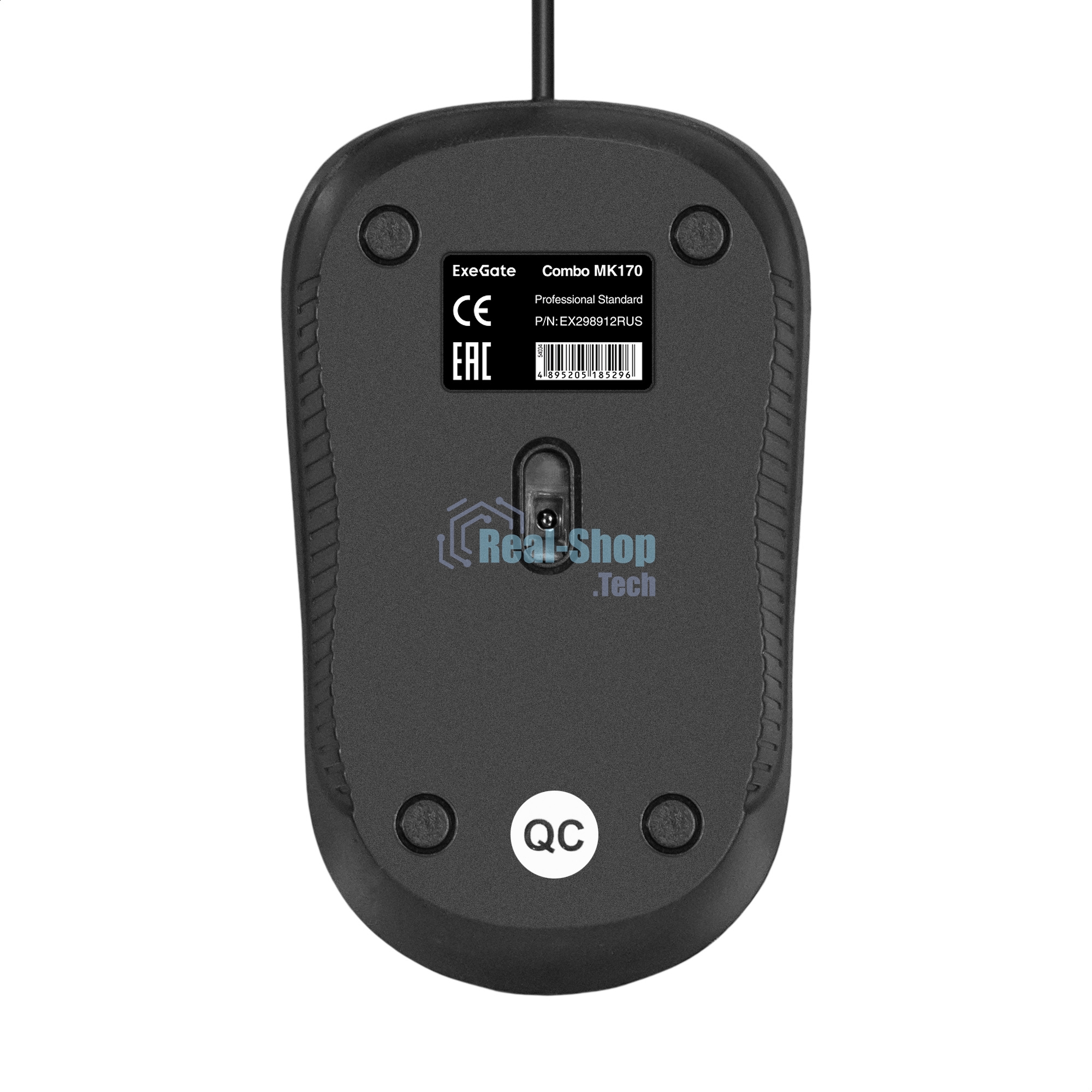 Комплект клавиатура + мышь ExeGate Professional Standard Combo MK170 (клавиатура влагозащищенная 104кл. + мышь оптическая 1200dpi, 3 кнопки и колесо прокрутки, длина кабелей 1,5м; USB, черный, RTL)