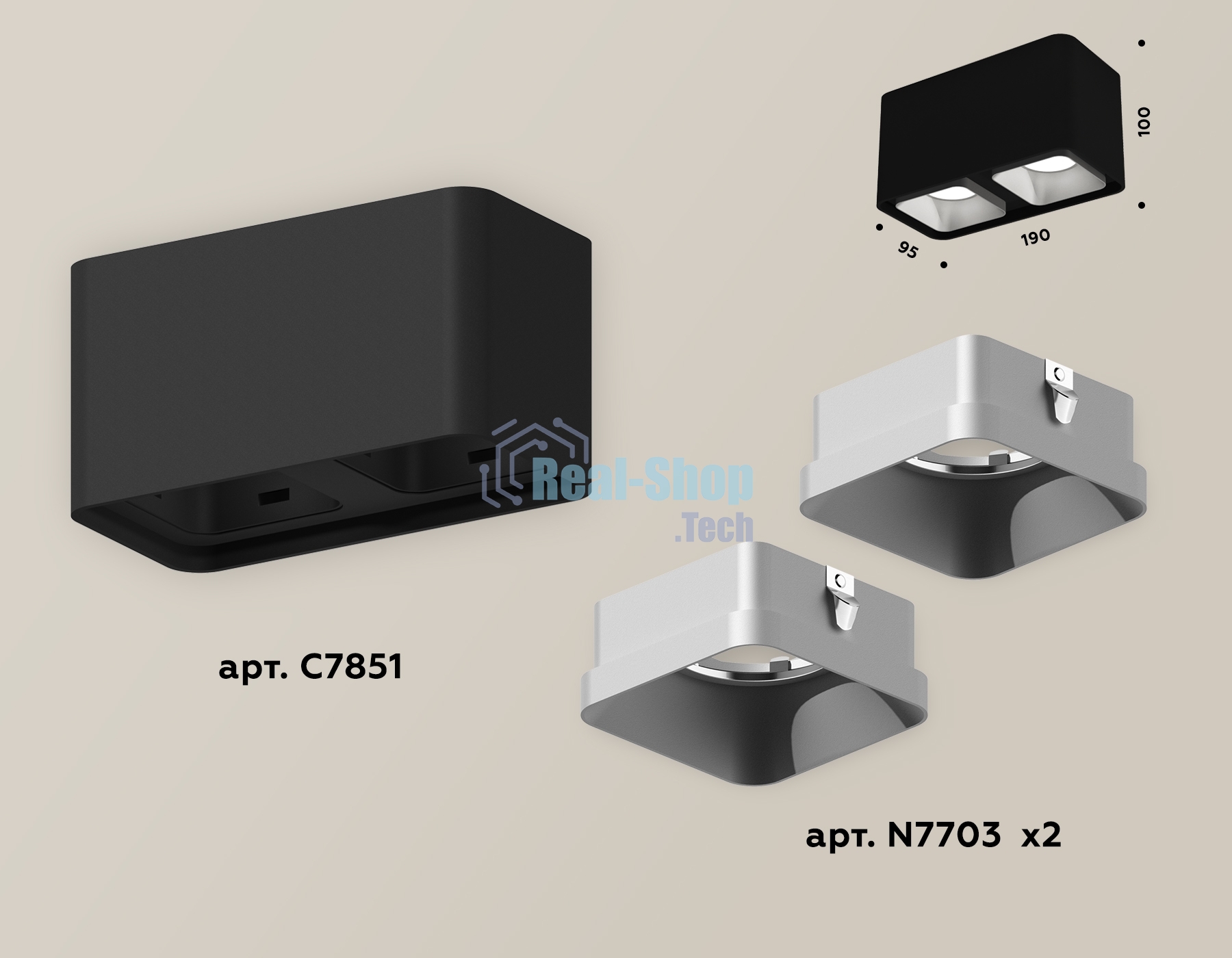 Светильник Ambrella Light XS7851003 SBK/SSL черный песок/серебро песок MR16 GU5.3 (C7851, N7703)