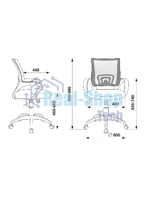 Кресло Бюрократ CH-695N/DG/TW-11 серый/черный, сетка, 120 кг, механизм качания