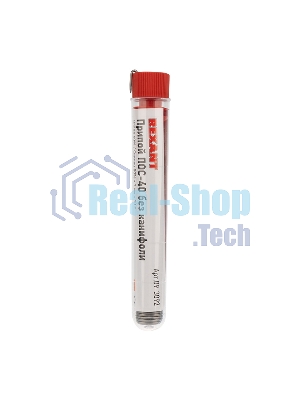 Припой без канифоли ПОС-40 Rexant, 10 г, Ø1.0 мм, (олово 40%, свинец 60%), колба