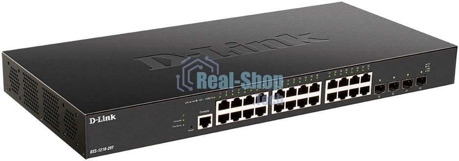 Коммутатор D-Link DXS-1210-28T/A1A, L2+ Smart Switch with 24 10Gbase-T ports and 4 25Gbase-X SFP28 ports.32K MAC address, 680Gbps switching capacity, 802.3x Flow Control, 802.3ad Link Aggregation, 4K of 802.