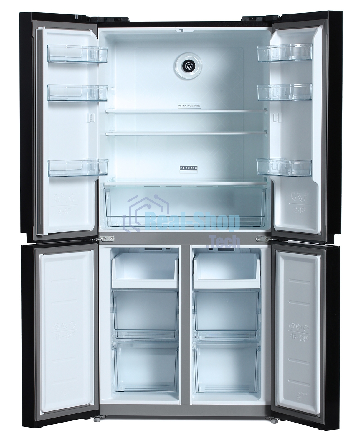 Холодильник Hyundai CM5005F черное трехкамерный 310/156л морозилка сбоку, Total No Frost, Side by Side