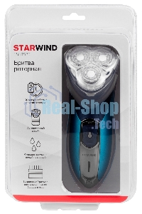 Электробритва роторная Starwind SSH 1525 реж.эл.:3 питан.:аккум. голубой/черный