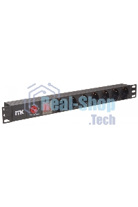 Блок розеток ITK PDU 7 розеток DIN49440 (нем. cтанд.) с LED выключателем, 1U, шнур 2м вилка DIN49441 (нем. станд.), профиль из ПВХ, черный